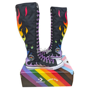 Converse PRIDE XXHI Limited Edition Rainbow Flame Knee High Sneaker Womens 9 NEW